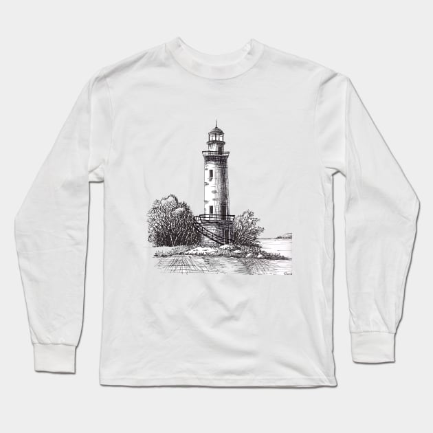 Lighthouse Serenity Long Sleeve T-Shirt by ReneeDixonArt